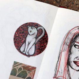 かわいい白猫 ラウンドシール