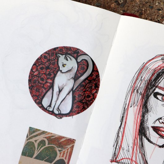 かわいい白猫 ラウンドシール