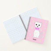 かわいい白猫 & 花のライトピンク ノートブック (内部)