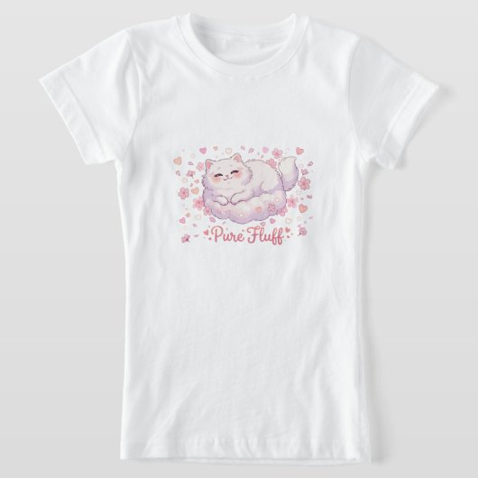 かわいい白猫 Tシャツ (レイダウン)