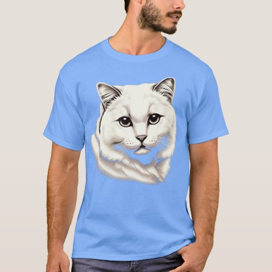 かわいい白猫 Tシャツ (正面)