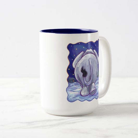 かわいい白象の贈り物 ツートーンマグカップ (正面右)