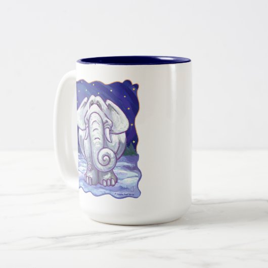 かわいい白象の贈り物 ツートーンマグカップ (正面左)