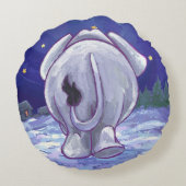 かわいい白象の贈り物 ラウンドクッション (裏面)