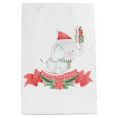 かわいい白象 |クリスマス ミディアムペーパーバッグ (正面)