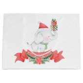 かわいい白象 |クリスマス ラージペーパーバッグ (正面)