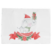 かわいい白象 |クリスマス ラージペーパーバッグ (裏面)