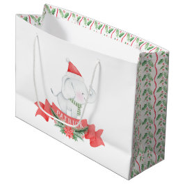 かわいい白象 |クリスマス ラージペーパーバッグ