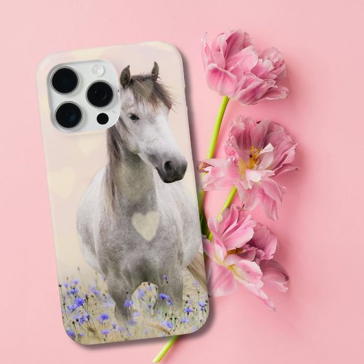 かわいい白馬紫の花 Case-Mate iPhoneケース