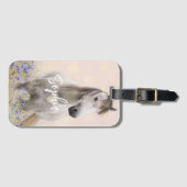 かわいい白馬紫パーソナライズされた花 ラゲッジタグ (正面横)