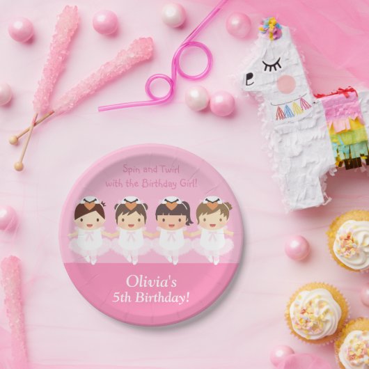 かわいい白鳥のバレリーナの誕生会の供給 ペーパープレート (パーティー)