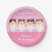 かわいい白鳥のバレリーナの誕生会の供給 ペーパープレート (正面)