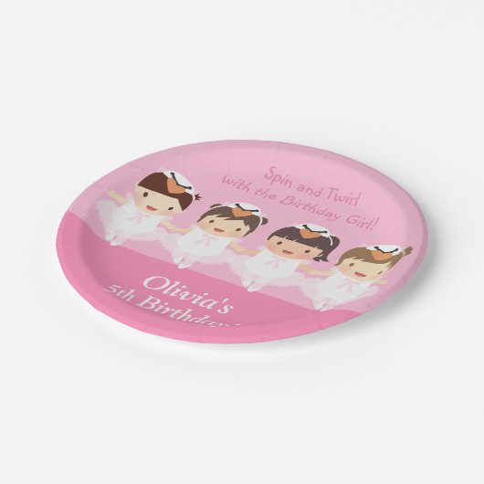 かわいい白鳥のバレリーナの誕生会の供給 ペーパープレート (アングル)