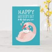 かわいい白鳥の動物漫画おめでとうさんの日 カード (黄色い花)