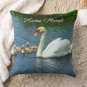 かわいい白鳥の湖&ホームプラネットカリグラフィー クッション (ブランケット)
