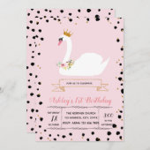 かわいい白鳥の誕生日のパーティの招待状 招待状 (正面/裏面)