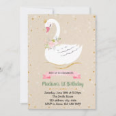 かわいい白鳥の誕生日パーティーへの招待 招待状 (正面)