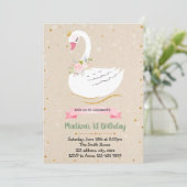 かわいい白鳥の誕生日パーティーへの招待 招待状 (スタンド正面)