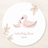 かわいい白鳥の赤ちゃんシャワー ラウンドペーパーコースター (正面)