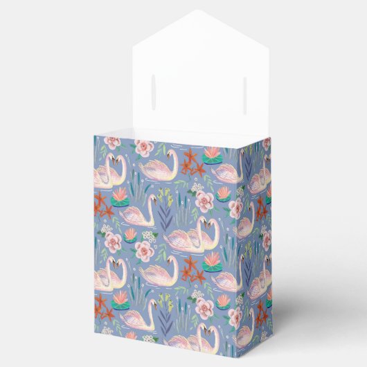 かわいい白鳥エレガントのバードブルー&ピンク赤ちゃんシャワー フェイバーボックス (オープン)