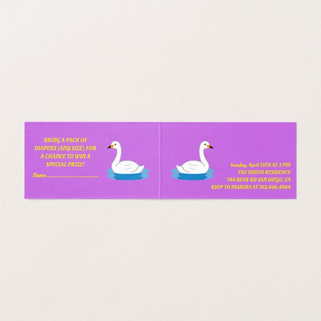 かわいい白鳥テーマガールベビーシャワー (内部フラット)