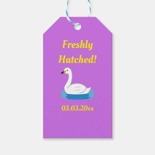 かわいい白鳥テーマガールベビーシャワー ギフトタグ (正面)