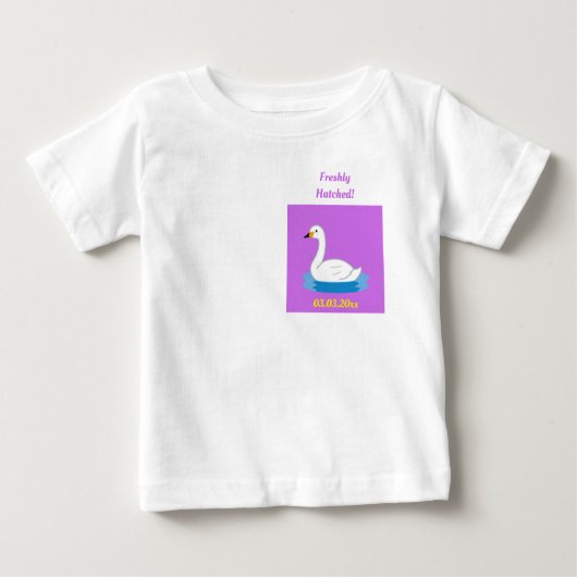 かわいい白鳥テーマガールベビーシャワー ベビーTシャツ (正面)