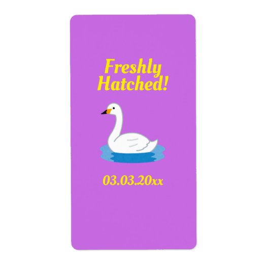 かわいい白鳥テーマガールベビーシャワー ラベル (正面)