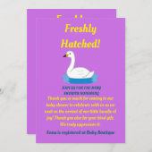 かわいい白鳥テーマガールベビーシャワー 招待状 (正面/裏面)