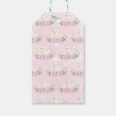 かわいい白鳥プリンセスピンクパープルフローラ赤ちゃんシャワー ギフトタグ (裏面)