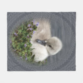 かわいい白鳥&ケーブルニットパターンブランケット フリースブランケット (正面(横))