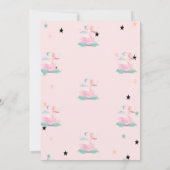 かわいい白鳥,ティアラ,星,プリンセス赤ちゃんシャワー 招待状 (裏面)