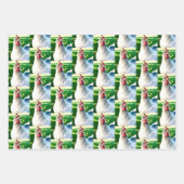 かわいい白鶏の包み紙 ラッピングペーパーシート (正面)
