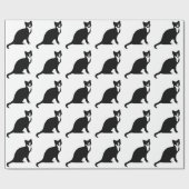 かわいい白黒かんじき猫 ラッピングペーパー (フラット)