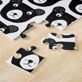 かわいい白黒くまのイラストレーションパターン ジグソーパズル (側面)