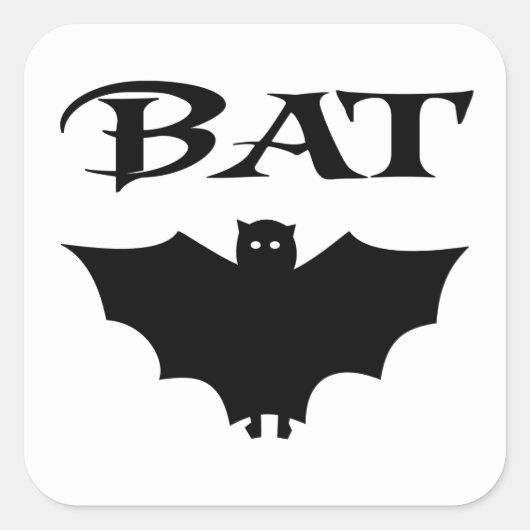 かわいい白黒こうもりハロウィーン スクエアシール (正面)