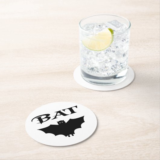 かわいい白黒こうもりハロウィーン ラウンドペーパーコースター (インサイチュ)