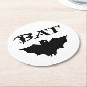 かわいい白黒こうもりハロウィーン ラウンドペーパーコースター (アングル)