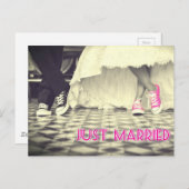 かわいい白黒たった今結婚しました 案内ポストカード (正面/裏面)