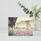 かわいい白黒たった今結婚しました 案内ポストカード (スタンド正面)