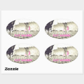 かわいい白黒たった今結婚しました 楕円形シール (シート)