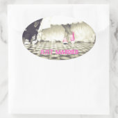 かわいい白黒たった今結婚しました 楕円形シール (バッグ)