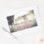 かわいい白黒たった今結婚しました 長方形シール (封筒)