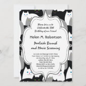 かわいい白黒とグレー猫の誕生会 招待状 (裏面)