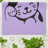 かわいい白黒のキティ猫ハロー キッチンタオル (折り畳み)