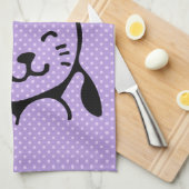 かわいい白黒のキティ猫ハロー キッチンタオル (四つ折り)