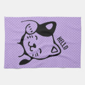 かわいい白黒のキティ猫ハロー キッチンタオル (横)