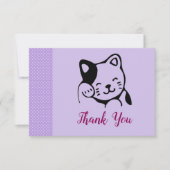 かわいい白黒のキティ猫ハロー サンキューカード (正面)