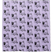 かわいい白黒のキティ猫ハロー シャワーカーテン (正面)