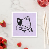 かわいい白黒のキティ猫ハロー スタンダードカクテルナプキン (インサイチュ)